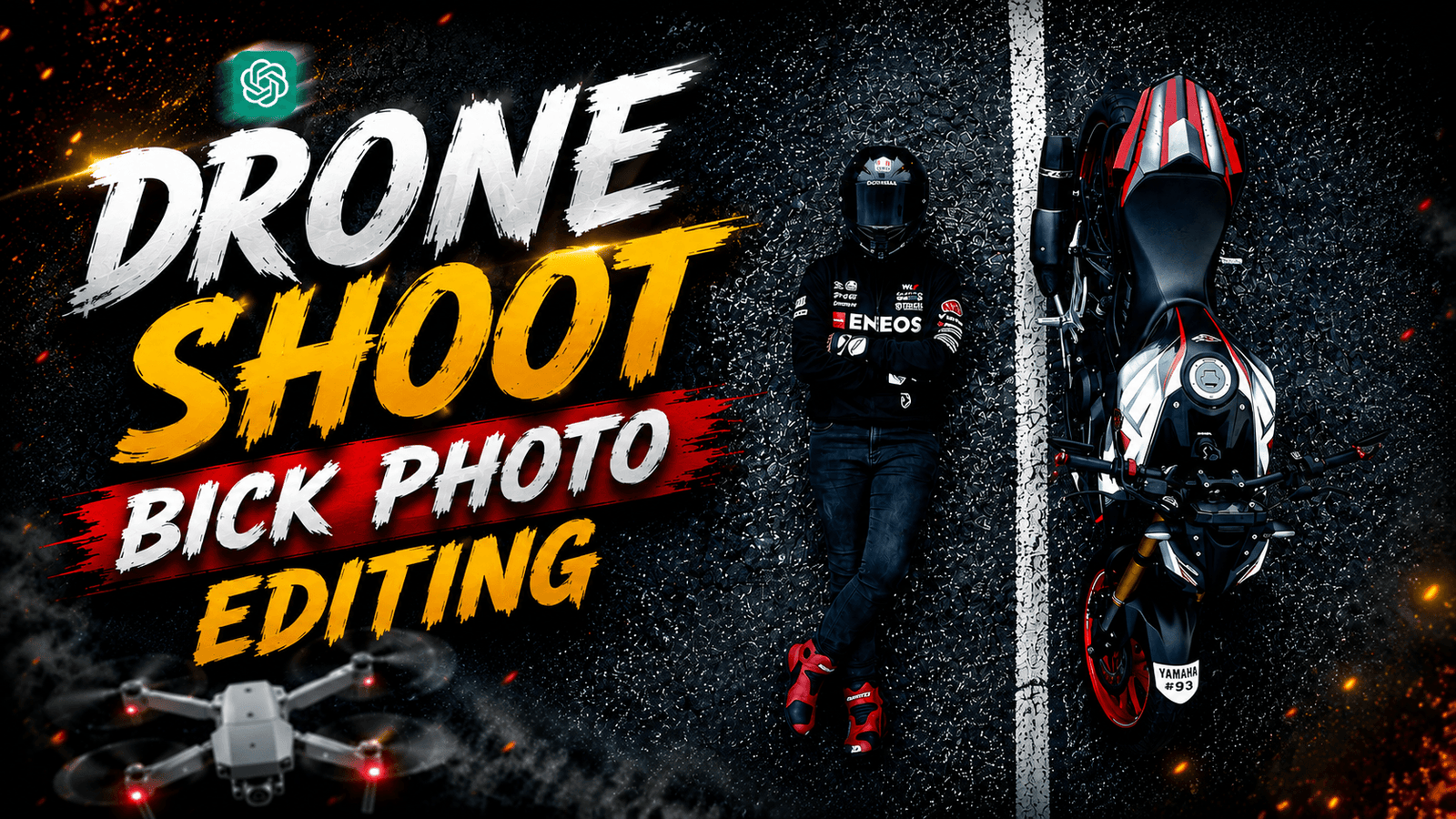 Drone shoot bick Ai Photo prompt